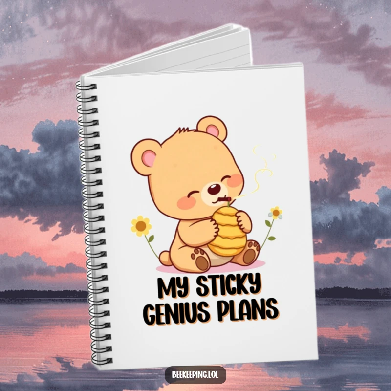 Funny Bear Cub Notebook: Cool notebook featuring a relaxed bear cub gently smoking a small beehive, for jotting down thoughts.