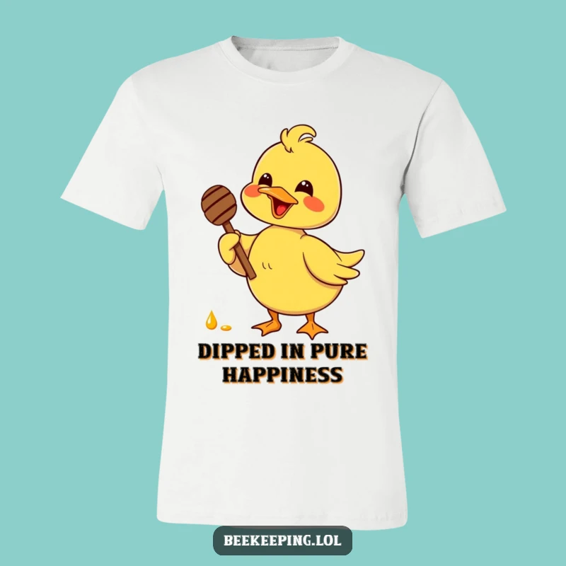 Funny Duck Honey Lover T-Shirt - Delighted Bird Dipping Sweetness, Hilarious Gift Tee