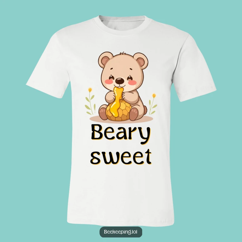Funny Bear Cub Honey T-Shirt - Cute Cub Collecting Sweet Comb Tee, Great Gift