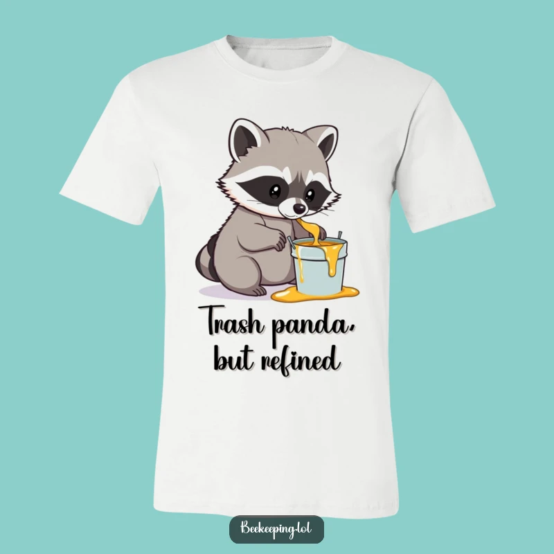 Funny Raccoon Honey T-Shirt: Determined Raccoon Scooping, Hilarious Woodland Apparel