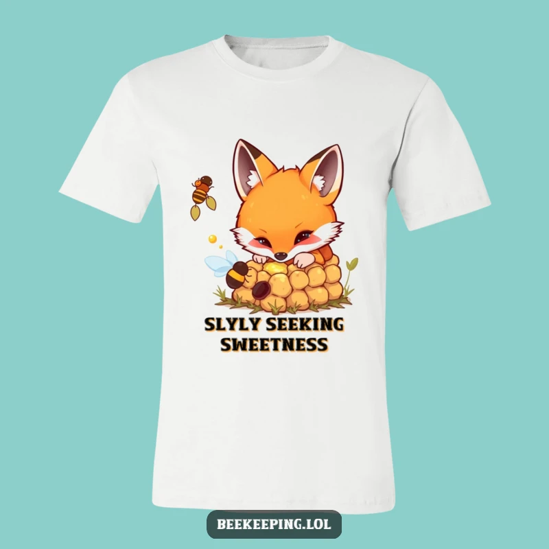 Funny T-Shirt: Curious Fox Beehive - Adventurous Graphic Tee Gift