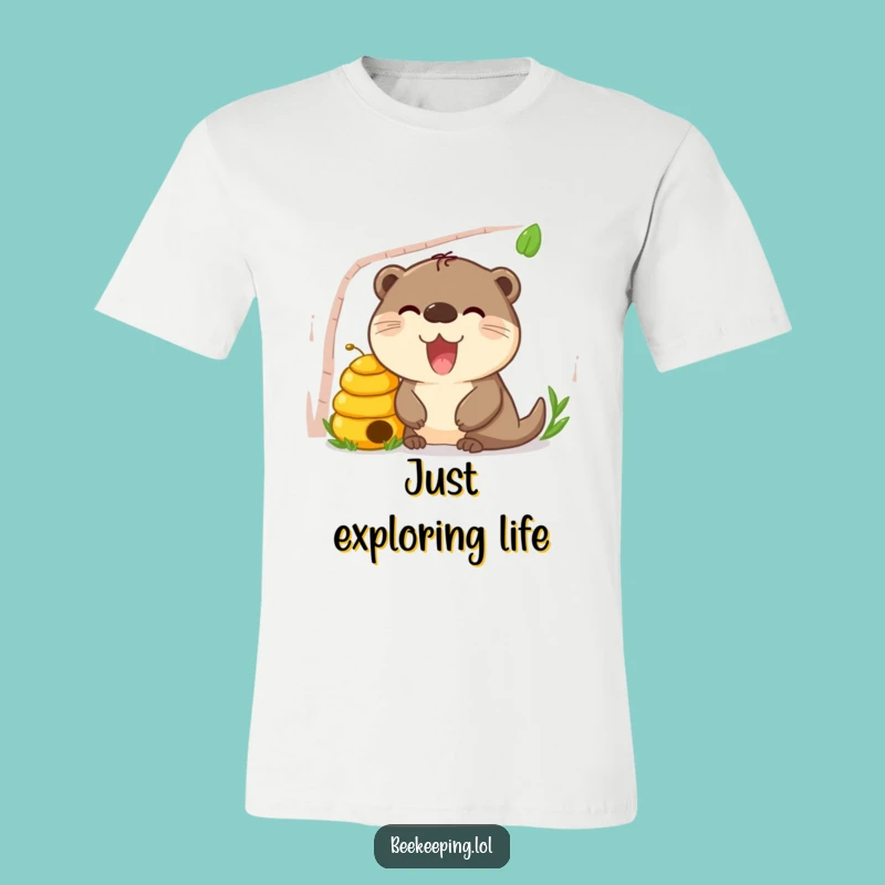 Funny Otter Beehive T-Shirt: Curious Otter Peeking, Hilarious Animal Lover Apparel