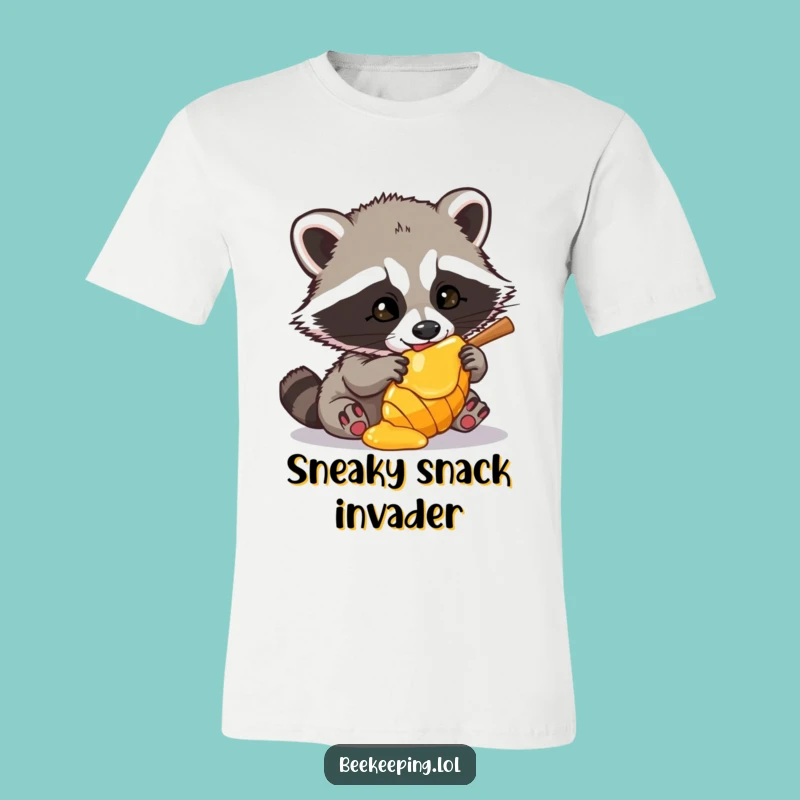Funny Raccoon T-Shirt: Mischievous Honey Thief Design for Ultimate Comedic Style
