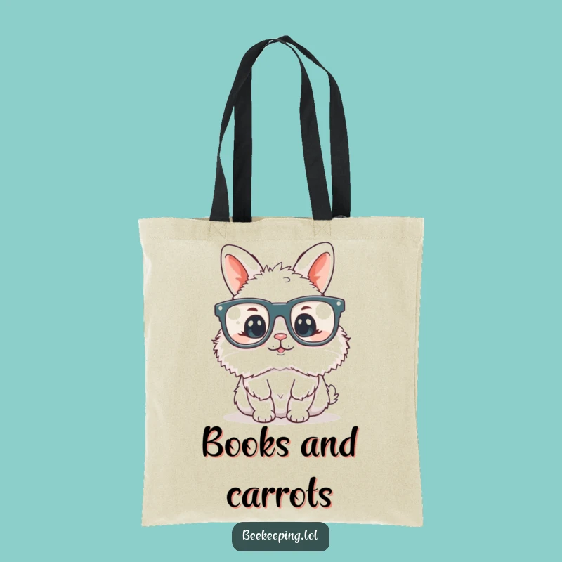 Funny Bunny Bookworm Tote Bag - Fluffy Reader with Glasses, Carry Your Books in Style