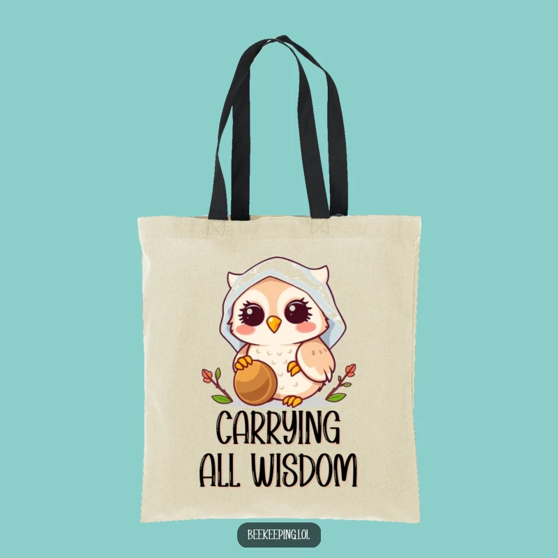 Funny Owl Beekeeper Tote Bag: Stylish Smiling Owl in Veil, Practical Bee Lover Carryall