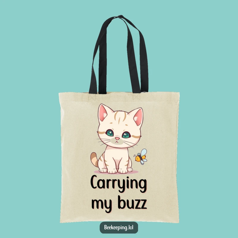 Funny Cat Bee Tote Bag - Humorous Shopping Bag, Perfect Pet Gift