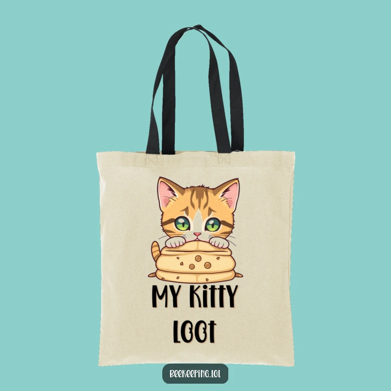 Funny Curious Cat Tote Bag - Carry Your Discoveries with Feline Flair