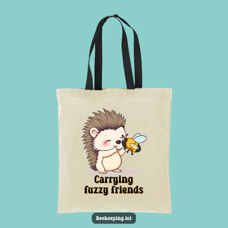 Funny Hedgehog Bee Brush Tote Bag: Carry Kindness with a Wobbly Friend - Gift!