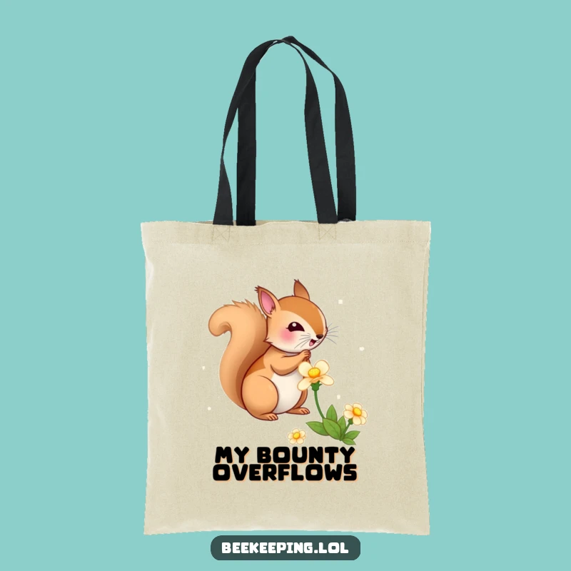 Funny Squirrel Flower Tote Bag: Bouncy Squirrel Nectar Collector, Practical Nature Carryall