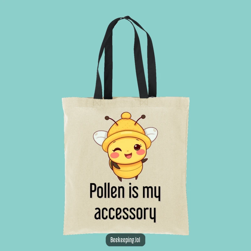 Funny Bee Pollen Hat Tote Bag: Adorable Happy Bee Carrying a Hat Gift!