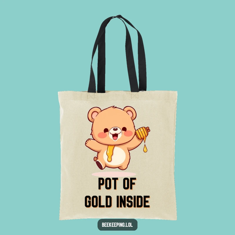 Funny Honey Bear Tote Bag: Adorable Fluffy Bear Carryall for Humorous Shoppers